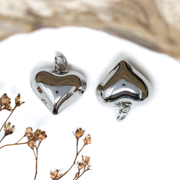Silver Plated 15mm Puffy Heart Charm