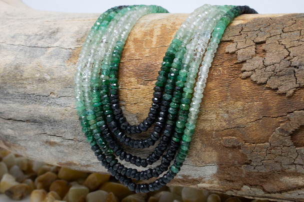 Emerald Polished Banded 3-3.5mm Graduated Faceted Rondelle