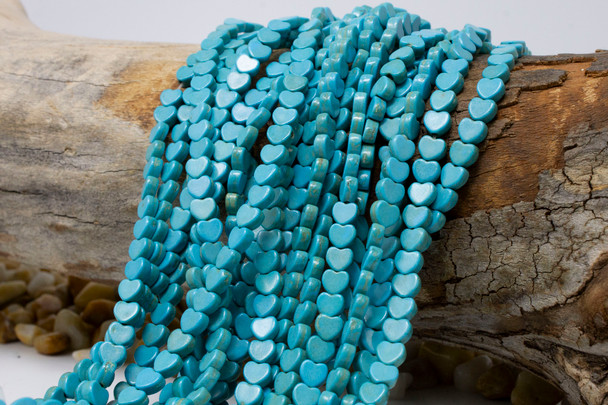 Manmade Polished 6mm Dyed Turquoise Heart