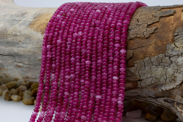Jade Polished 4x2mm Smooth Rondelle - Dyed Raspberry
