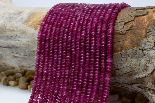 Jade Polished 4x2mm Smooth Rondelle - Dyed Wine