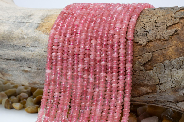 Jade Polished 4x2mm Smooth Rondelle - Dyed Dusty Rose Pink