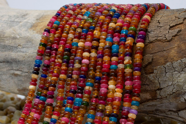 Jade Polished 4x2mm Smooth Rondelle - Dyed Desert Mix