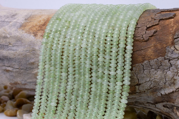 Jade Polished 4x2mm Smooth Rondelle - Dyed Light Olive