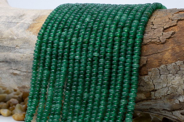 Jade Polished 4x2mm Smooth Rondelle - Dyed Light Emerald