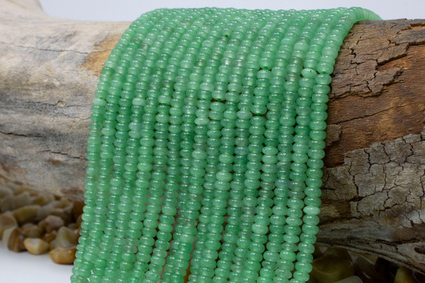 Jade Polished 4x2mm Smooth Rondelle - Dyed Sage