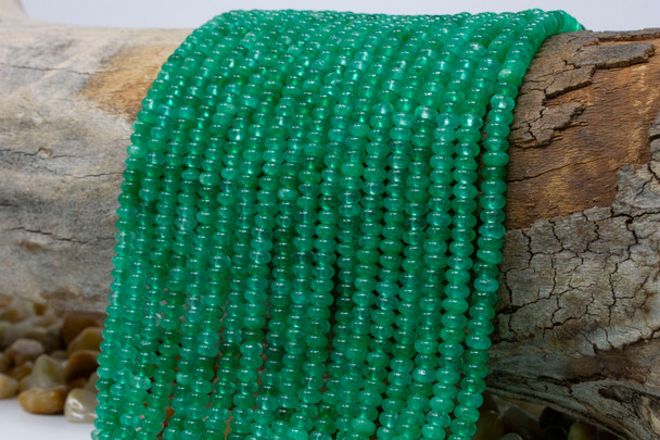 Jade Polished 4x2mm Smooth Rondelle - Dyed Green Opaline