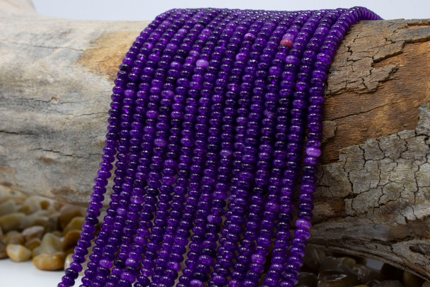 Jade Polished 4x2mm Smooth Rondelle - Dyed Purple