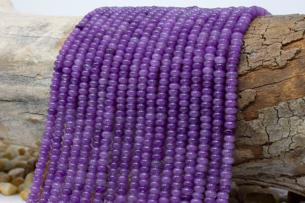 Jade Polished 4x2mm Smooth Rondelle - Dyed Dusty Mauve