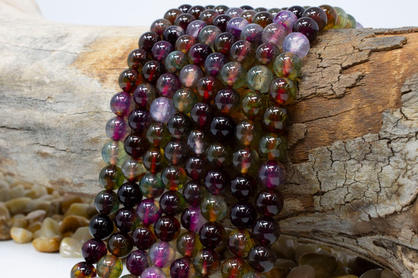 Striped Agate Polished A Grade 8mm Cracked Purple Round