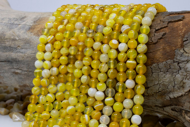 Striped Agate Polished A Grade 6mm Yellow Round