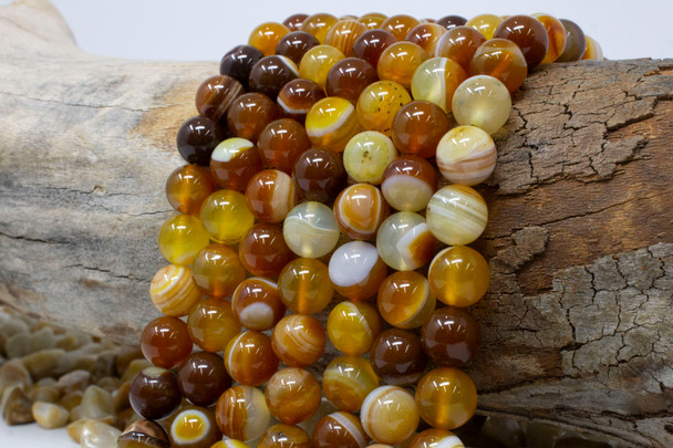 Striped Agate Polished A Grade 10mm Honey Round