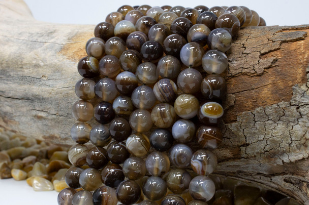 Striped Agate Polished A Grade 10mm Coffee Round