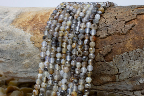 Striped Agate Polished A Grade 4mm Coffee Round