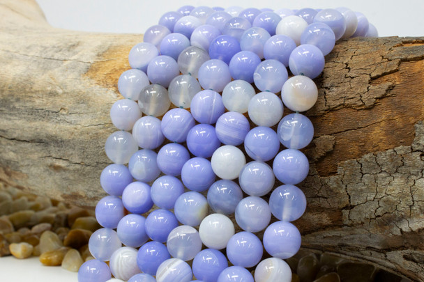 Striped Agate Polished A Grade 10mm Light Blue Mix Round