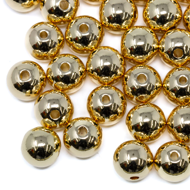18K Gold Plated 10mm Round Anti Tarnish Coating - 100 Beads