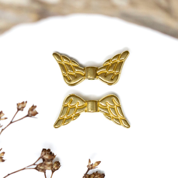 Gold Plated Stainless Steel 8x19mm Angel Wing Bead