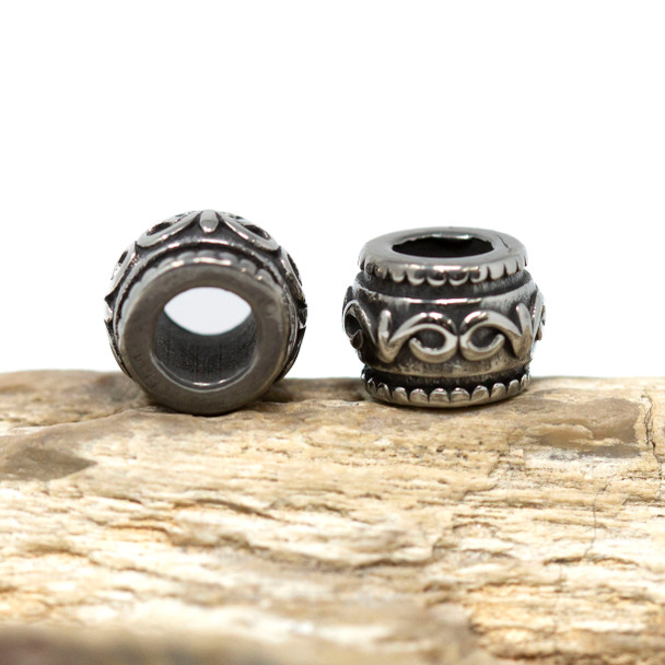 Stainless Steel 12x9mm Scroll Barrel Bead