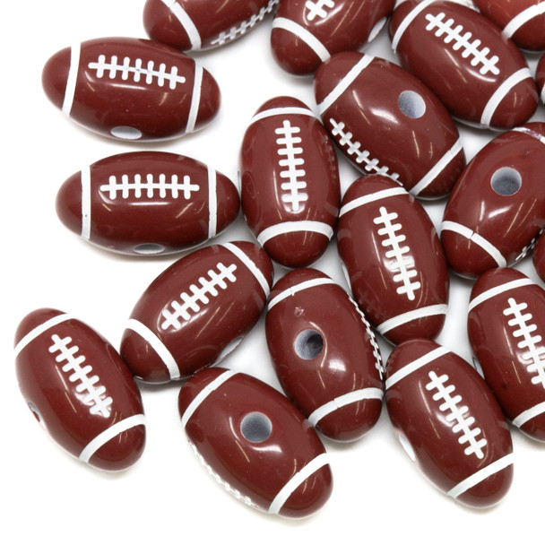 Acrylic 18x10mm Football Beads - Package of 20