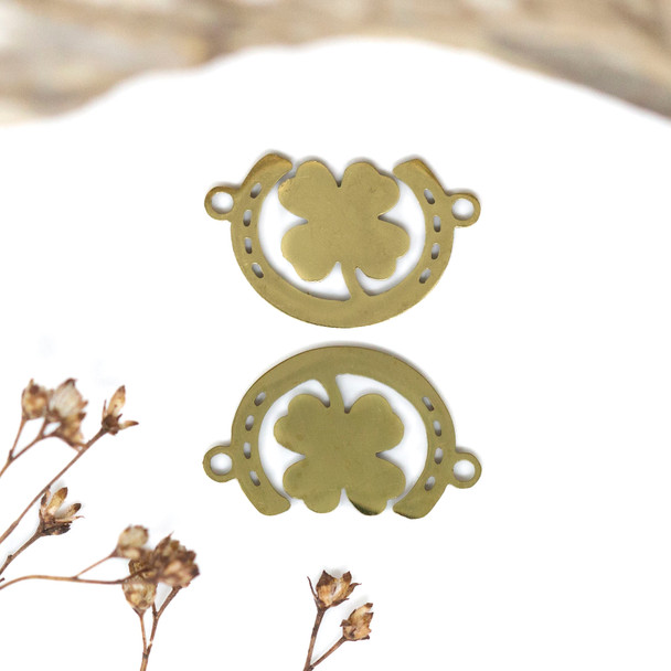 Gold Plated Stainless Steel 13x19mm Horseshoe / Clover Link