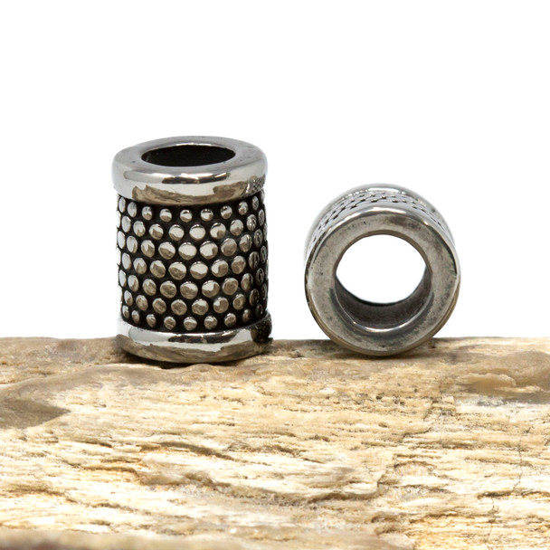 Stainless Steel 13.5x10.5mm Dotted Barrel Bead