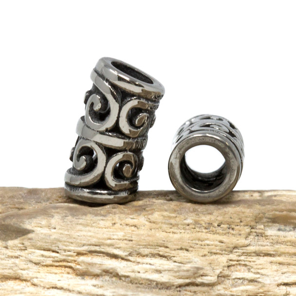 Stainless Steel 16x8mm Scroll Tube Bead