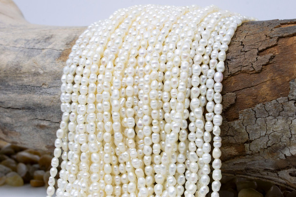 Freshwater Pearls A Grade Polished White 4-6mm Rice