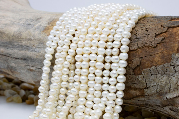 Freshwater Pearls Polished White 5-6mm Potato