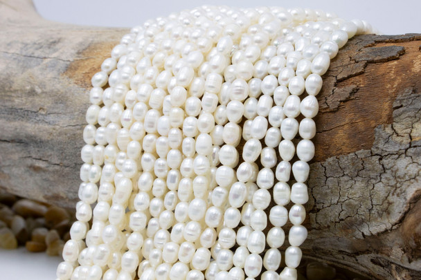 Freshwater Pearls Polished White 4.5-7mm Rice