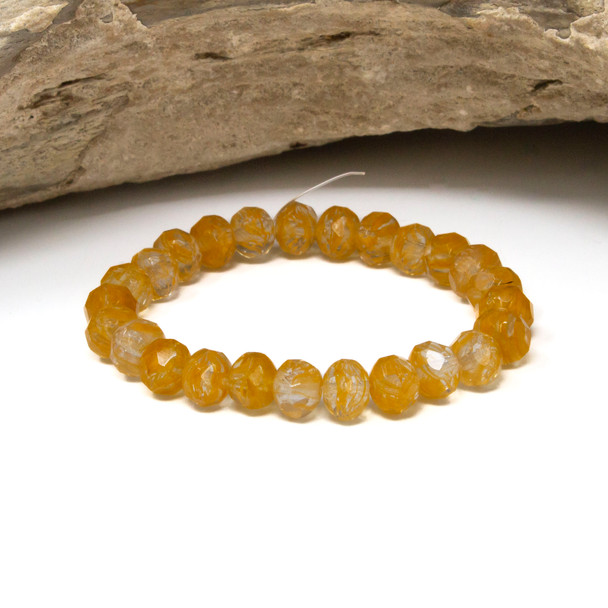 Czech Glass 7x5mm Faceted Rondelle Beads - Transparent Orange Crystal Mix