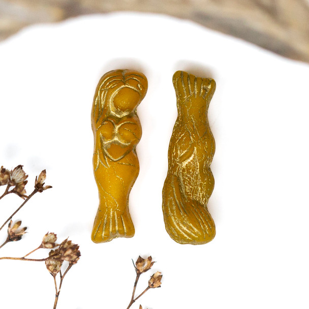 Czech Glass 8x26 Mermaid - Matte Dandelion with Bronze Finish
