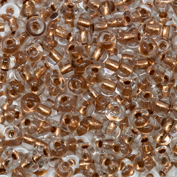 Size 6 Czech Seed Beads -- 847 Crystal / Copper Lined