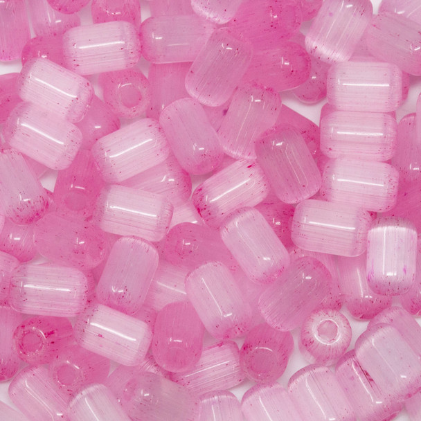 Glass Seed Beads 6x4mm Cat's Eye -- Pink