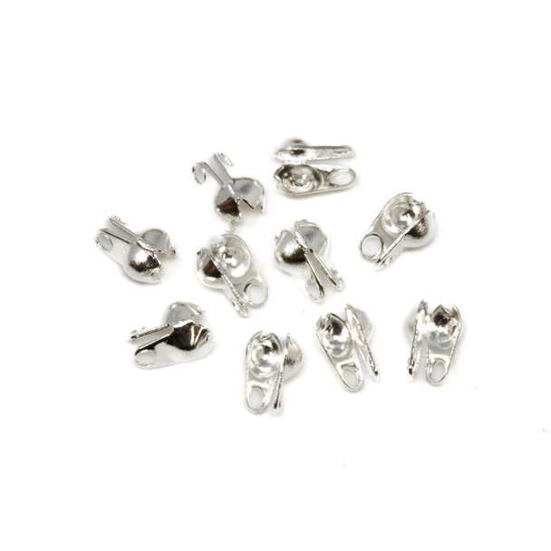 Silver Plated Stainless Steel 2mm Bead / Knot Cover Ends - 10 Pieces