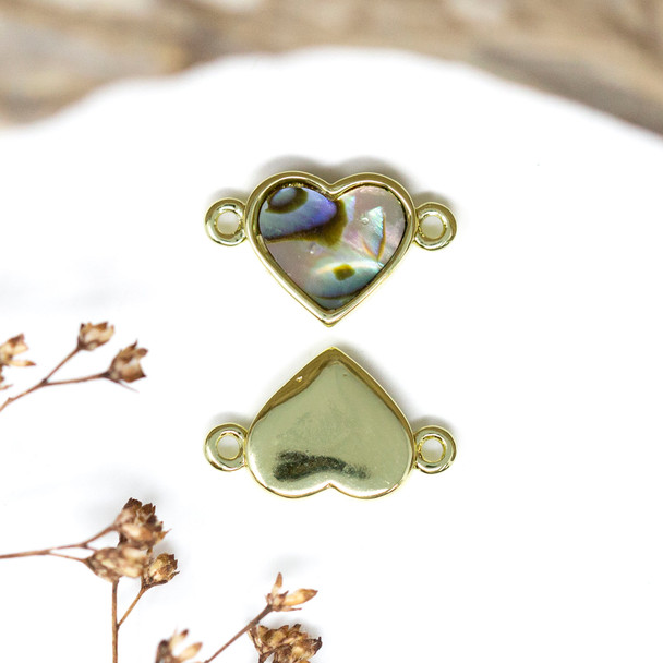 Gold Plated Abalone Polished 10mm Heart Link