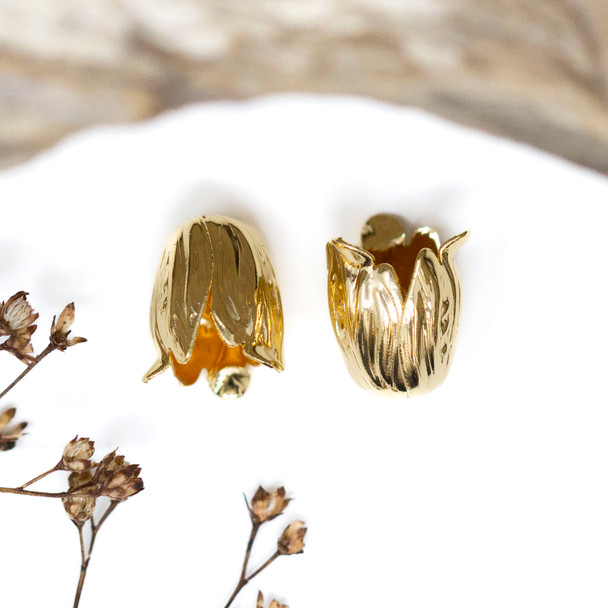 18kt Gold Plated 10x12mm Tulip End Cap