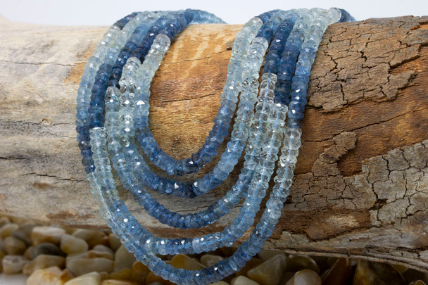 Aquamarine Banded AAA Polished 4mm Faceted Rondelle