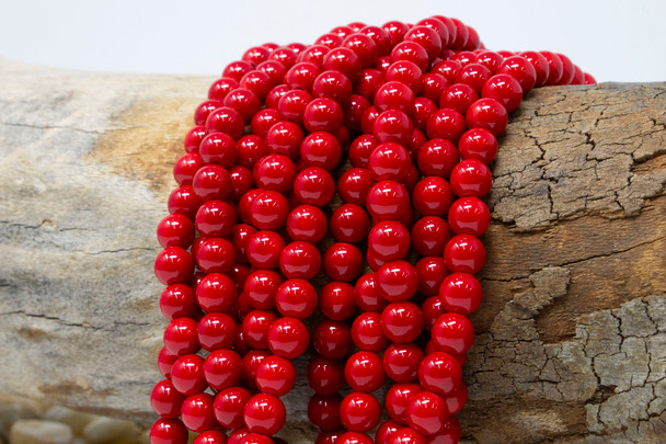 Jade Dyed Opaque Red Polished 6mm Round