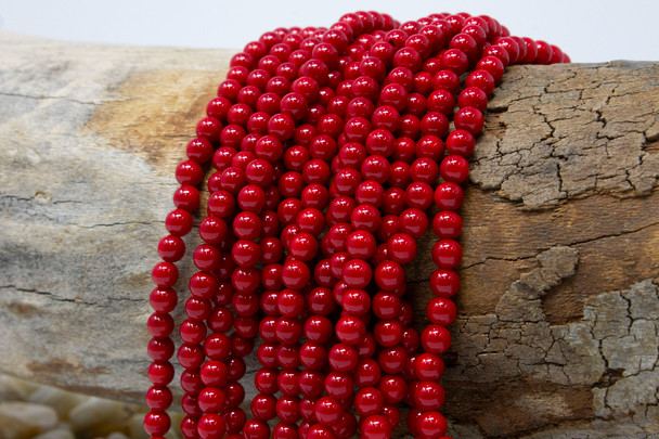Jade Dyed Opaque Red Polished 4mm Round