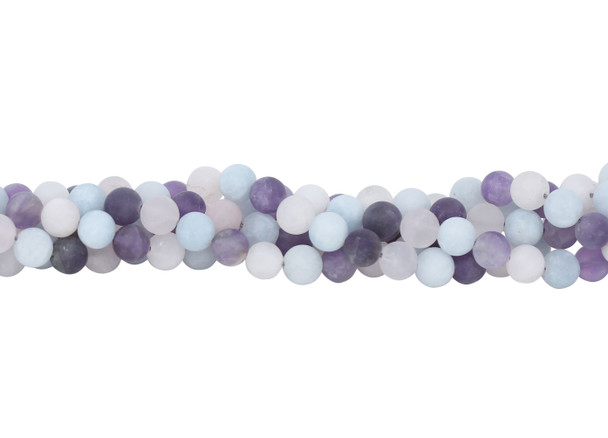 Mix of Amethyst, Rose Quartz, and Aquamarine Matte 8mm Round