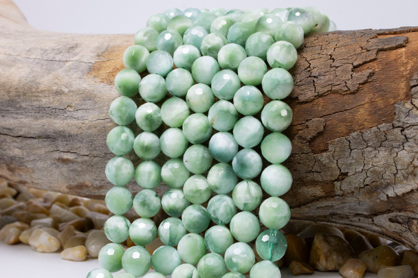 Green Angelite A Grade Brazil Polished 10mm Faceted Round