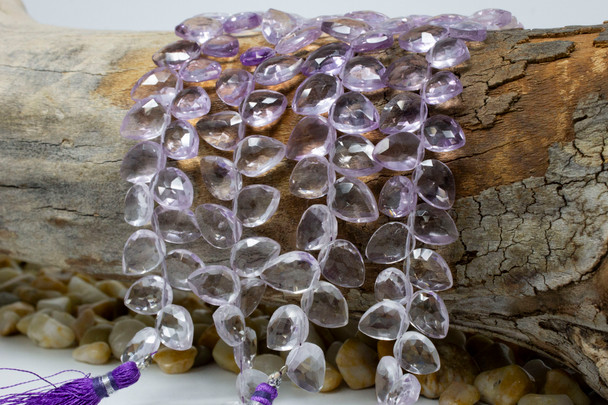 Pink Amethyst Polished 9-12mm Faceted Leaf Drop