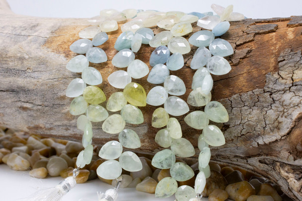 Aquamarine Polished 8-11mm Faceted Leaf Drop