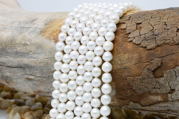 Freshwater Pearls White Polished 5.5-6mm Semi Round