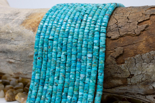 American Natural Turquoise Polished 2x4mm Wheel