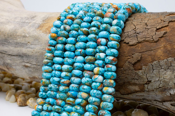 Turquoise and Spiny Oyster Reconstructed Polished 8x5mm Rondelle