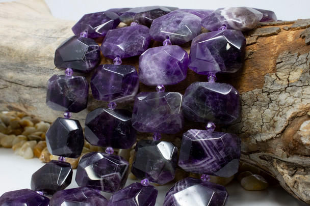 Dogtooth Amethyst Polished 19-21x23-27mm Faceted Rectangle
