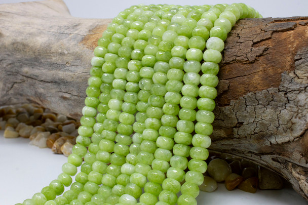 Jade Polished 5x8mm Faceted Rondelle - Dyed Lime