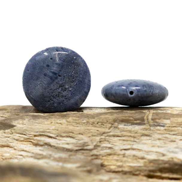 Natural Blue Coral 18mm Coin