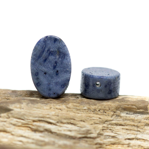 Natural Blue Coral 10x15mm Flat Oval